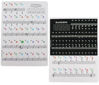 ALCXAZS Klaviertasten Aufkleber, leicht zu reinigen, für Kinder, die Klavier lernen, transparente, abnehmbare Aufkleber mit Noten für jede Taste