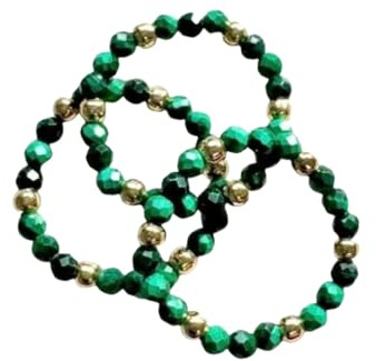 Ensemble de bagues perlées en malachite bagues empilables Cadeau vintage de mode pour les fêtes pour dames filles et garçons multicolores