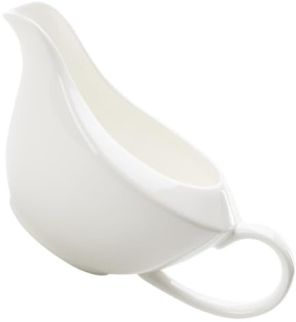KICHOUSE Ceramic Sauce Boat with Ergonomic Handle for Steak Gravy and Condiments, White Serving Jug for Home and Picnic Use, Sturdy and Stylish Kitchen Supplies