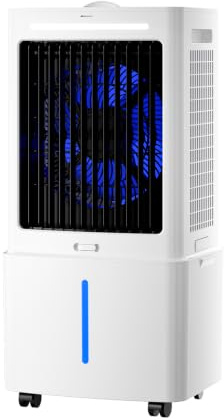 Aire Acondicionado Portátil sin Ventana, Enfriador de Aire 3 en 1 con Tanque de Agua de 6.6 Gal, Control Remoto, 3 Velocidades, Temporizador de 12 Horas, Bolsas de Hielo, para Hogar y Oficina