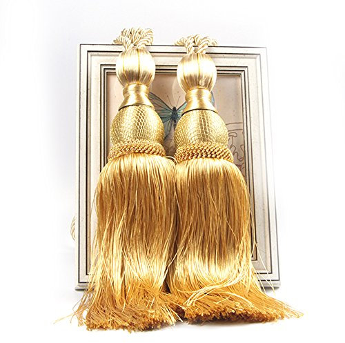 EIN Paar Vorhang Raffhalter Band Binden Quasten Design Gardine Bänder LianLe (Gold)