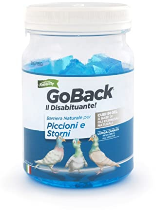 GoBack Disabituante per Piccioni e Storni Ecologico in Cubetti di Gel a Base di Oli Essenziali Naturali Pronto all'Uso e Resistente all'Acqua 400ml