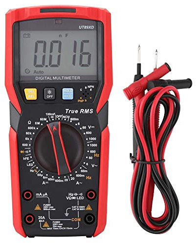 Digital Multimeter NVC Measurement Voltage Tester Current Sensor Multi Tester Meter with Temperance Testing Red and grey(UT89XD)