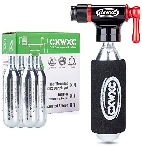 CXWXC CO2 kapseln 16g/25g mit Gewinde, CO2 kartusche für CO2 Pumpe Fahrrad mit Presta und Schrader Ventil