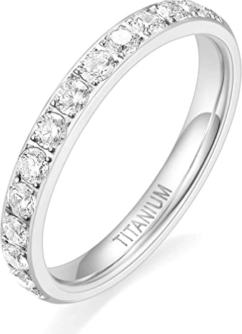 Zakk Eternity Ring 3mm Damen Ewigkeitsringe Titan Verlobungsringe Eheringe Trauringe Memoirering mit Zirkonia Silber Gold Rosegold