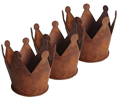UNUS Mini Krone Rost Ø6,5 cm, Gartendeko Rostoptik (3er Set) | Edelrost Deko für Garten und Zuhause