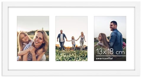 Americanflat 5x7 Picture Frame Collage with Polished Plexi Cover - Signature Collection - Fits Three 5x7 or One 10x20 Photo - Collage Photo Frame for Wall Display - White