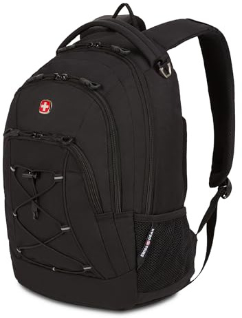 SwissGear 1186 Special Edition 13” Laptop Backpack Black – Compact Tech Bag with Reflective Accents – Multiple Organizer Pockets with Bungee Cords & D-ring Attachment Point
