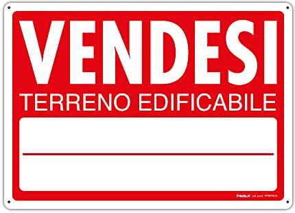 PRINTIX Cartello Vendesi In Polipropilene (PP) Di Spessore 1mm Stampato Con Tecnologia UV Resistente Alle Intemperie Visibilità A Distanza ‎35cm X 50cm (Vendesi Terreno Edificabile)