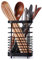 Toski Cesta para cubiertos de acero inoxidable, soporte para utensilios de cocina de metal, cesta para cubiertos pequeña para organizar cajones y encimeras para todas las cocinas, Negro