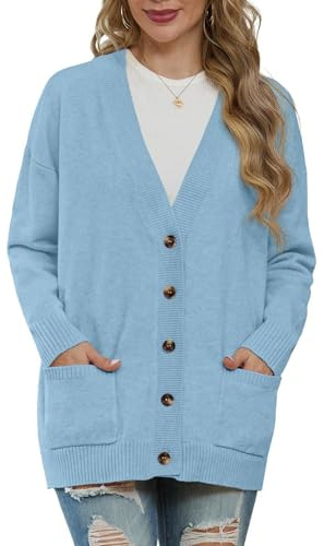 GRECERELLE Womens Cardigans Knit Jumpers Long Sleeve Oversized Cardigan | V Neck,Heat Retention,Pockets,long Sleeves,Button down,Soft,Autumn,Winter