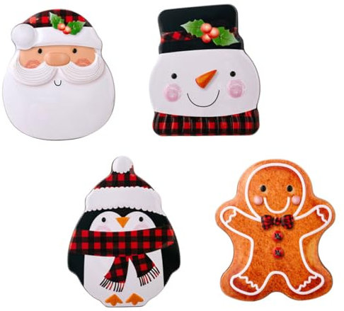 RORPOIR 4pcs Christmas Candy Tinplate Storage Box Christmas Tin Box Christmas Biscuits Candies Treat Box