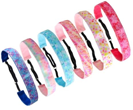 HUANR 6 Stück Sportstirnband, Verstellbar Stirnband Dünn, 25 mm Breit Haarbänder Damen, Haarband Herren 6 Farben Stirnband Sport, Haarband Sport für Modekleidung, Sport, Haarschmuck