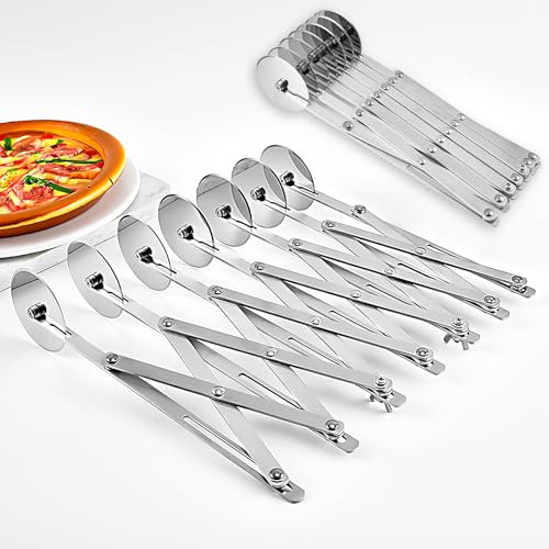 Food Grade Stainless Pizza Cutter, Expandable Pizza Slicer, Adjustable Baking Cutter Roller Cookie Dough Cutter Divider for Pizza, Pastry, Dough Cutting (7, Wheel)