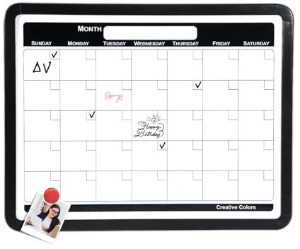 Whiteboard Monthly Planner - Magnetic Dry Erase Calendar for Wall or Desk, Reusable Weekly/Monthly Schedule Organizer, Perfect for Office, Home, or Classroom (11x14 Inches)
