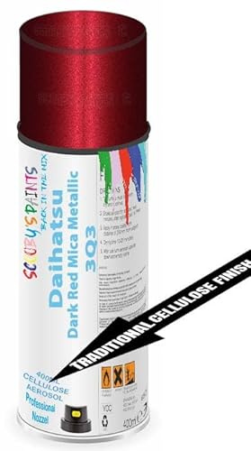Aerosol Spray Paint Compatible with Daihatsu Dark Red Mica Metallic 3Q3 Available in Direct Gloss, Cellulose or Basecoat (Cellulose Aerosol)