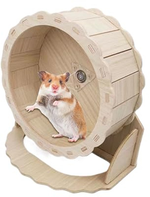 Hamster löparhjul – tyst träningsfat i trä, berikning av klättringsbur, robust naturmaterial, stimulerande livsmiljösimuleringsfunktion, premium litet husdjur lektillbehör, inomhusbruk
