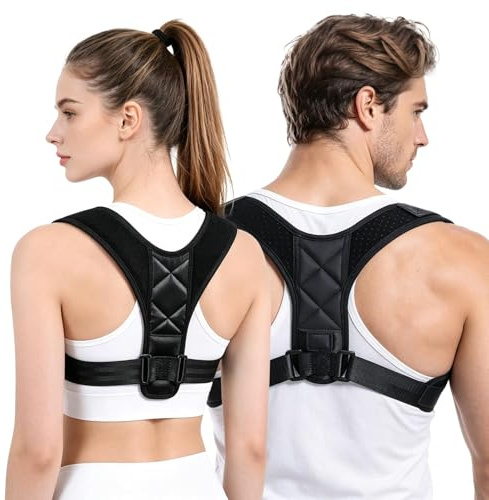VBVOO Posture Corrector for Men and Women - Adjustable Back Support Brace | Adjustable 27-47 Inch Fit, Shoulder And Upper-Back Support, Low-Profile Under Clothing, For Desk Work And Daily Routines