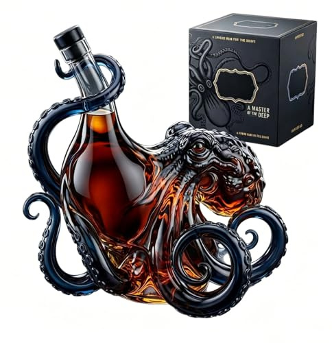 Bottiglia 3D a forma di polpo in edizione rum, bottiglia decorativa per acque profonde, da esposizione di arte nautica, per esporre vino, liquori, bibite o Stanley Cup