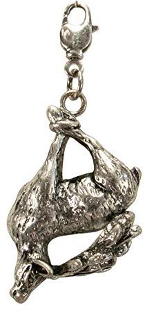 Alpenflüstern Trachten-Anhänger hängender Hirsch für Charivari oder Trachtenkette (antik-silber-farben) AAH169