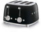 Smeg TSF03BLUK 4 Slice Toaster, Extra Wide Slots, 3 pre set programmes, Black