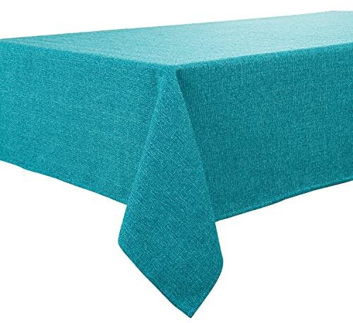 BALCONY & FALCON Eckig Wasserdicht Tischdecke Leinenoptik abwaschbar Tischtuch Leinen Tischläufer Tischwäsche Eckig, 140 × 180 cm, Seeblau | Rechteckig, bügelfrei, waschbar, Restaurant, Küche, Esstisch, Party, Outdoor, Dekorativ, Weihnachten, Neujahr, Café, Garten
