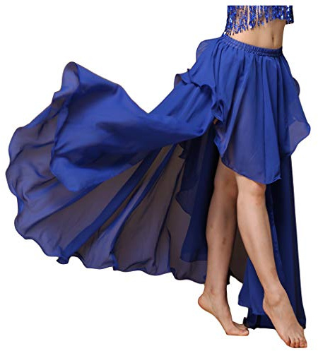 Baisdan Jupe de Danse Orientale en Chiffon pour Femme, Jupe Flamenco Élégante pour Pratique, Cours, Spectacle et Performance Scénique Bleu Marine