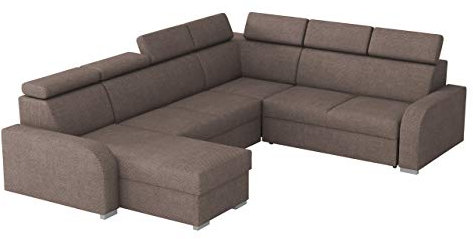 Mirjan24 Ecksofa Apollo 2rR2pLC mit Bettkasten und Schlaffunktion, Komfortecksofa, Eckcouch mit verstellbare Kopfstützen, Polsterecke, Wohnlandschaft für Wohnzimmer (Crown 04)