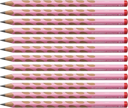 STABILO - Ergonomischer Dreikant-Bleistift für Rechtshänder - EASYgraph | pastellpink, 12er Pack, Härtegrad HB