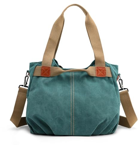 DIRRONA Bolso Bandolera Mujer de Lona, Bolso Multibolsillos de Gran Capacidad para Trabajo, Viaje y Uso Diario