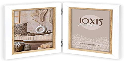 Zep Ayas - Cornice doppia in legno, 2 foto, 13 x 18 cm, formato verticale