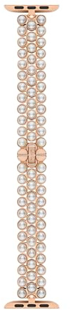 kate spade new york Designer Interchangeable Stainless Steel Band Compatible with Your 38/40/41mm Apple Watch Series 9/8/7/6/5/4/3/2/1/SE, Rose Gold/White, One Size, Stainless Steel Band for Apple