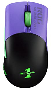 ASUS Mouse Gamer ROG Keris Wireless EVA, edizione limitata Evagelion, connettività trimodale (2,4 GHz RF, Bluetooth, cablato), sensore 16000 dpi, 7 pulsanti programmabili