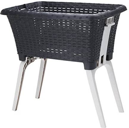 Panier à linge - Avec pieds rabattables par simple pression d’un bouton - Recyclable - 60 x 40 cm - Noir