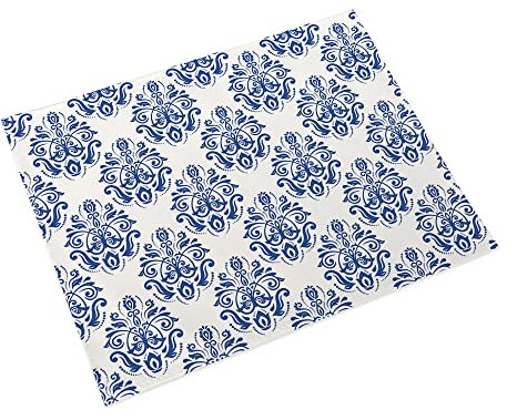 Manteles Individuales Azul Barroco Salvamanteles Individuales Algodón Lino Lavable Individuales Mesa Resistente al Calor Bajoplatos Tapetes para Mesa Bajoplatos 30x45cm 6 Pcs