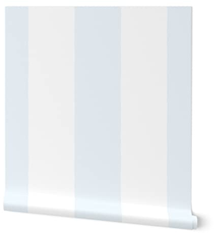 Spoonflower Peel & Stick Wallpaper Swatch - Stripe Pale Blue White Soft Colors Pale Blue Large Classic Custom Removable Wallpaper
