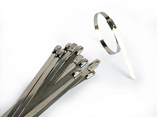100 bridas de metal para cables, bridas resistentes, acero inoxidable SS304 de alta calidad, autobloqueo, resistente a la corrosión, envolturas de bridas de escape (4,6 x 200 mm)