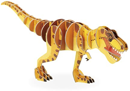 Janod - 3D-Kinderpuzzle T-Rex Dinosaurier - 27-teiliges 3-dimensionales Puzzle - Bauspiel - FSC-Pappe Ab 5 Jahre, J05837, Gelb