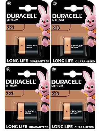 4 x Duracell 223 Lithium-Batterien (4 Blister mit 1 Batterie) 4 Batterien (CR-P2)