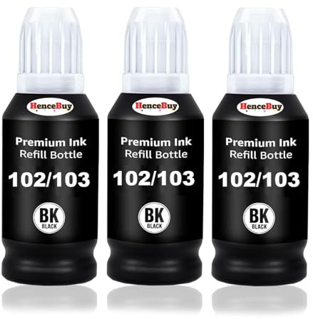 HenceBuy 102 104 Schwarz Tinte Kompatibel für Epson 104 Ecotank Tintenflasche für Epson 102 BK EcoTank ET-2870 ET-2820 ET-2850 ET-2856 ET-2810 ET-2826 ET-3850 ET-4850 ET-4856 ET-2750 ET-2720 ET-2710