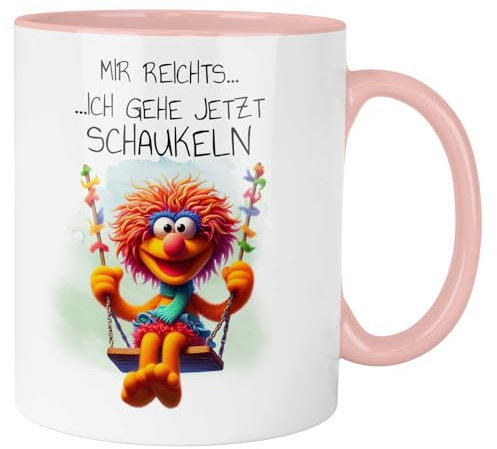 MeLifestyle Kaffeetasse Tasse Becher Motiv Mir reichts, ich gehe jetzt schaukeln | Keramik 330ml | Geschenk, Freund, Freundin, Kollege, Kollegin, Bürotasse