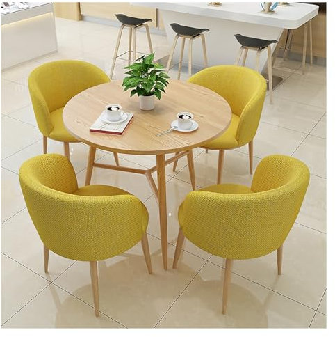 Runder Esstisch Mit Stühlen Set, Essgruppe Moderner Küchentisch Café-Tische Set, Runder Esstisch Mit 4 StüHlen Set Für Büro, Business, Hotel, Lobby, Verhandlungsraum, Empfangsraum ( Size : Yellow A )