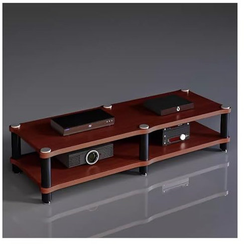 Home-Entertainment-Ständer für Stereoanlage mit 2 Ablagen, Robustes HiFi-Rack, Audio-/Video-Komponentenschrank, moderner offener Halter für elektronische Geräte im Wohnzimmer (braun)