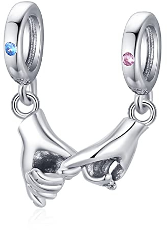 Hand-in-Hand Charm Anhänger,925 Sterling Silber Charm-Perle für Pandora Armband, Weihnachts schmuck für Damen