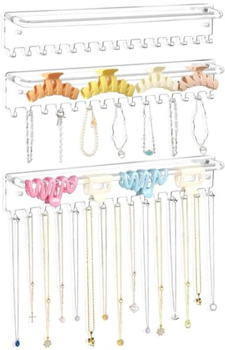 Schmuckhalter – 3X Wandmontierter Schmuckständer | Dekorativer Schmuck-Organizer | Schmuckarmbandhalter | Wand-Halskettenhalter | Schmuck-Display-Ständer Für Zuhause, Schlafzimmer, Armband-Display
