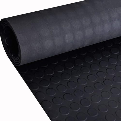 Coin Rubber Floor Matting Rol | Garage, Workshop & Van Matting | 3mm Thick | 1m Wide | Cut to Size Up to 15m | Black (1m x 3m)