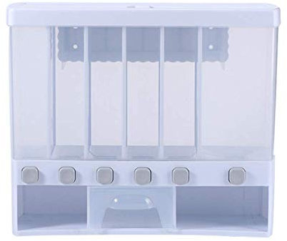 ZXXHNNAIHG Cereal Dispenser | Plastic 6 Grid Press Dry Food Containers | Transparent Dry Food Dispenser for muesli, Rice, Nuts, Sweets, Coffee Beans, Snacks, Grains