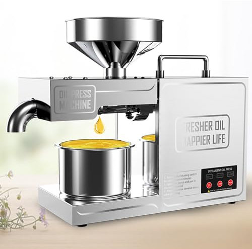 RETRIN 820w Pressa per Olio Acciaio Inossidabile Casa Macchina di Freddo/Caldo Estrazione Olio per Arachidi Sesamo Noci Semi di Girasole,con Controllo Temperatura