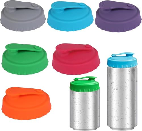 6 Pcs Silicone Can Lids, Reusable Spill-Proof Covers for Fizzy Drinks, Soda, Beer, Energy Drinks, Multicolor Can Covers for Standard-Size Beverage Cans, Fits Most Cans