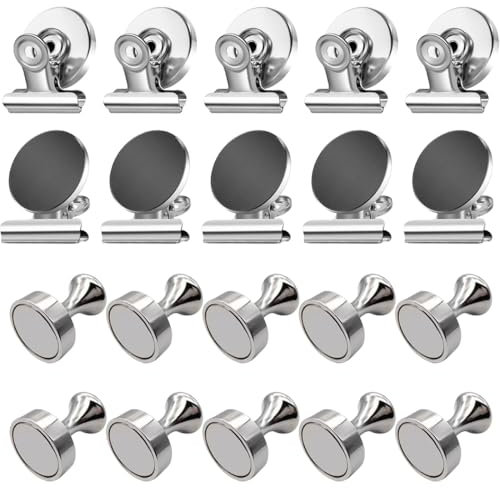 ZEPIQOR Magnetklammer, 20 Stück Silber Kühlschrankmagnete, Starke Magnete für Magnettafel, Kratzfreie Magnetische Klammern, Starke Magnet Klammern für Fotos, Aufkleber, Taschen, Kühlschrank